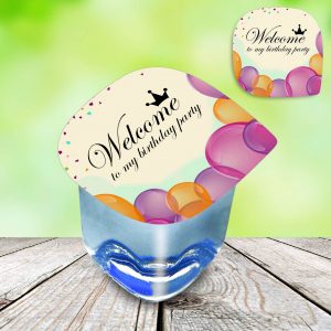 photo water cups labels birthday